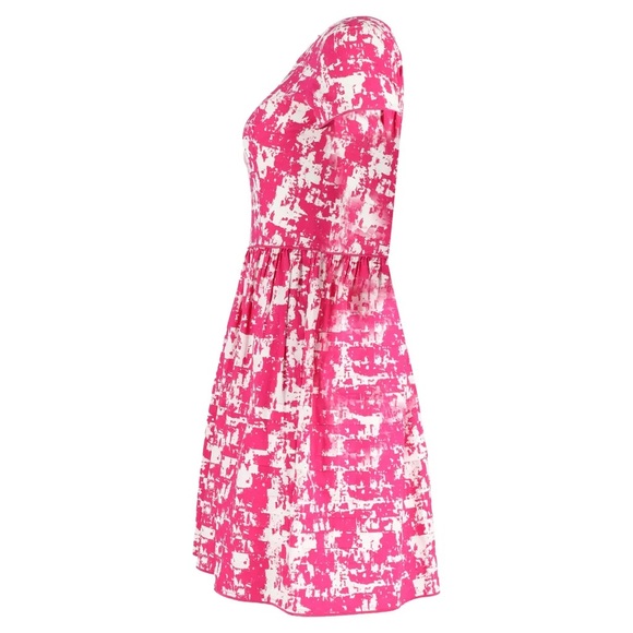Oscar de la Renta Abstract Pink + White Print Knee-Length Cotton Dress Sz 2 EUC - Picture 2 of 11